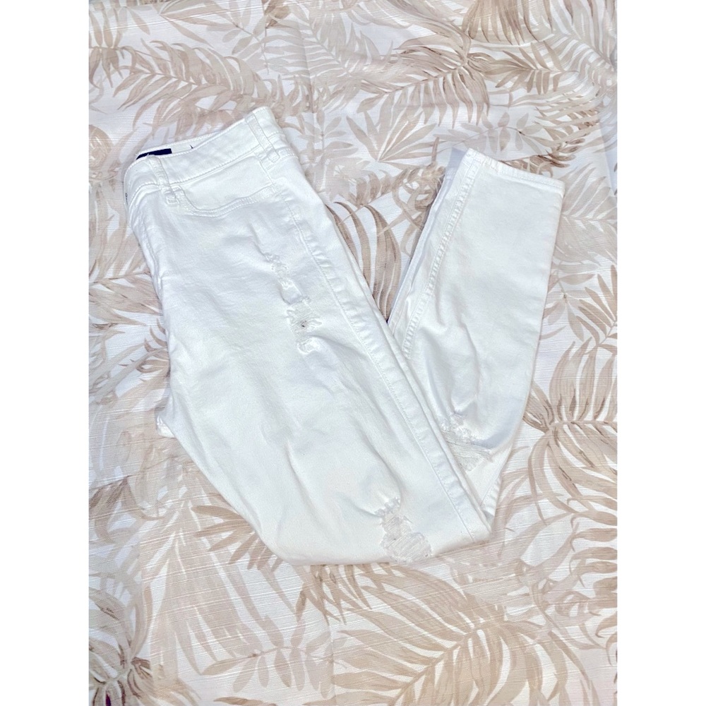 White Distressed Ankle Jeans